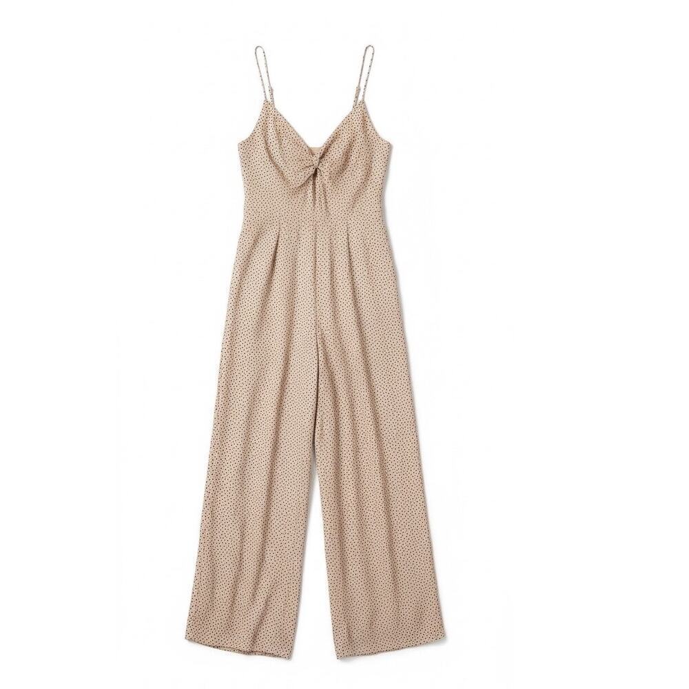 Abercrombie Polka Dot Front Twist Jumpsuit Smocked Wide Leg 26" Inseam Small - Picture 1 of 10